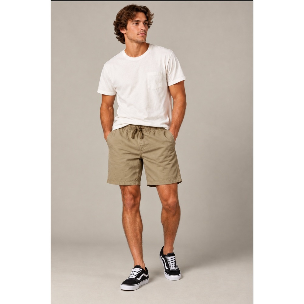 Vans Range Elastic Shorts Medium Khaki Tan Relaxed Fit Chino Skate Streetwear 7"
